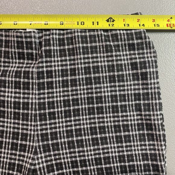STITCH & PINE Pants Plaid Knit Flared Cropped High Waist Womens M Black White - Picture 4 of 8